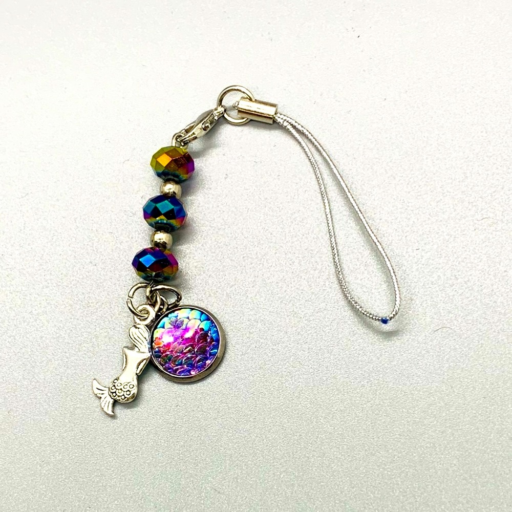 Mermaid and fish scale phone charm